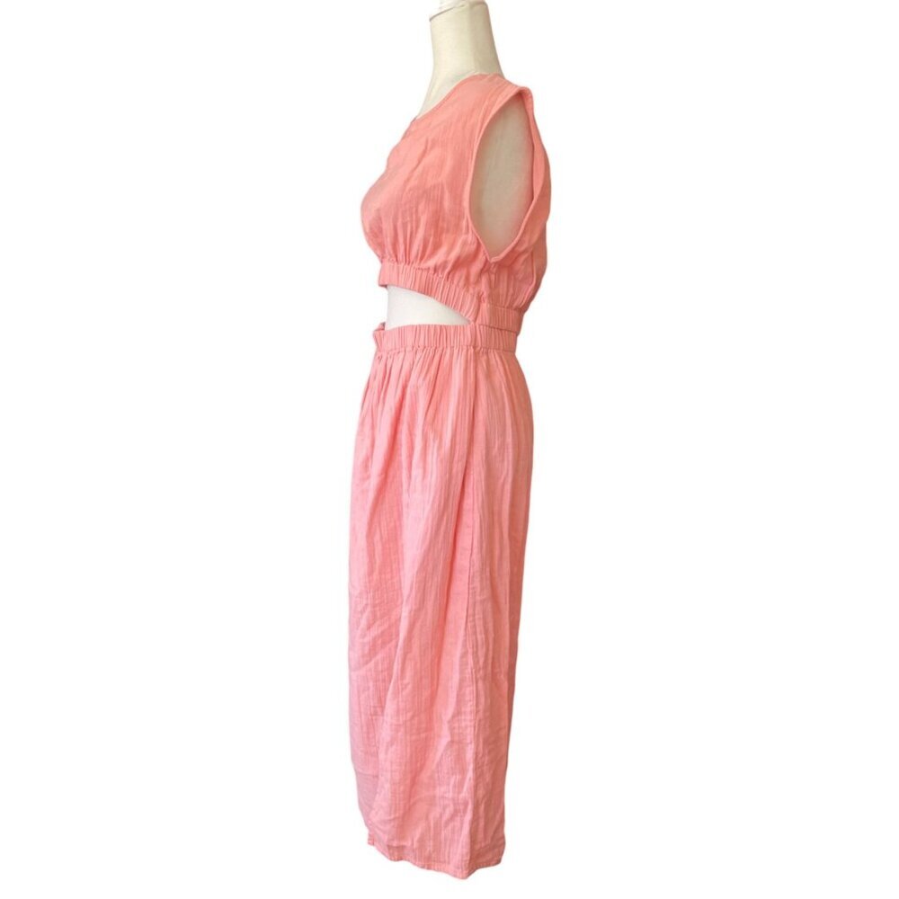 NWT Elan Coral Cut Out Midi Dress SZ M 100% Cotton Breezy Summer Wear - Picture 4 of 16